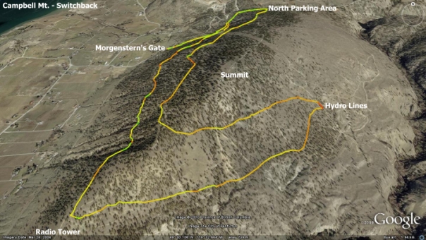 Campbell Mt. - Switchback Route (Click to enlarge)